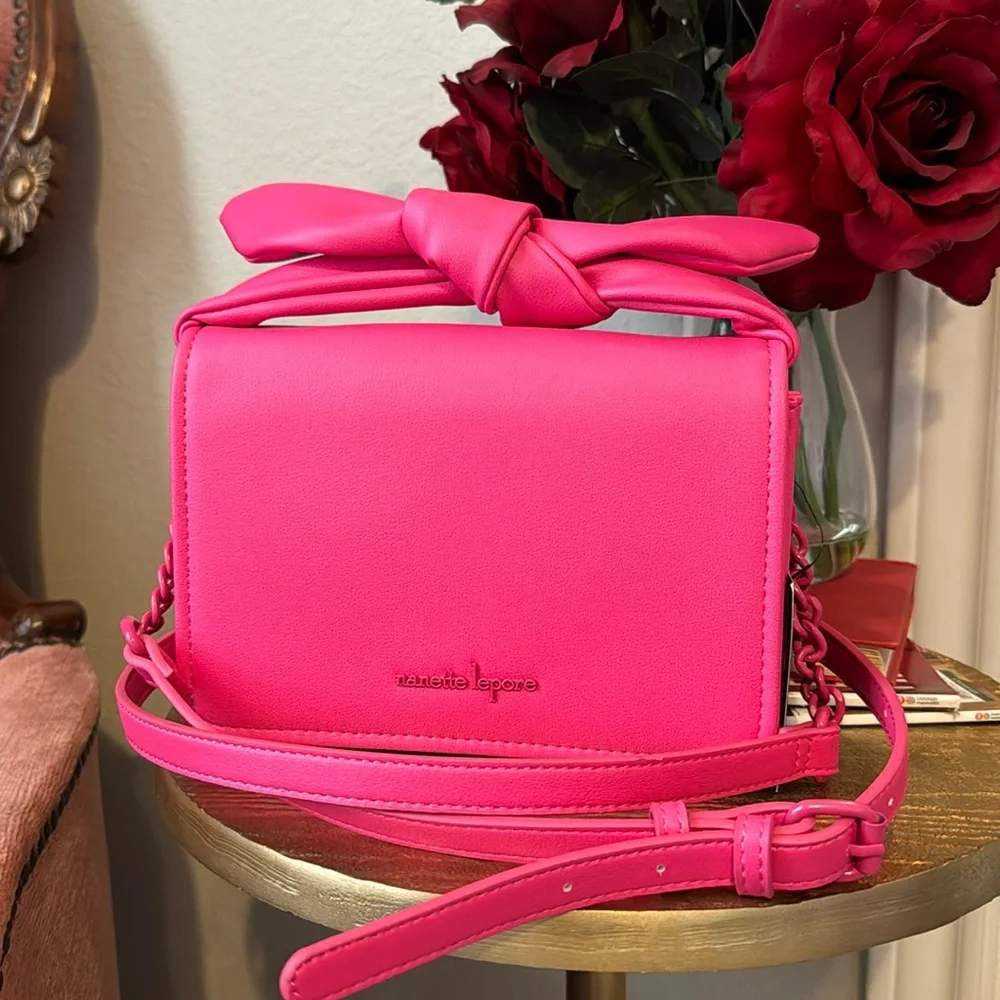 Nanette Lepore Hot Pink Bow Top Crossbody Bag, NWT - Picture 1 of 9